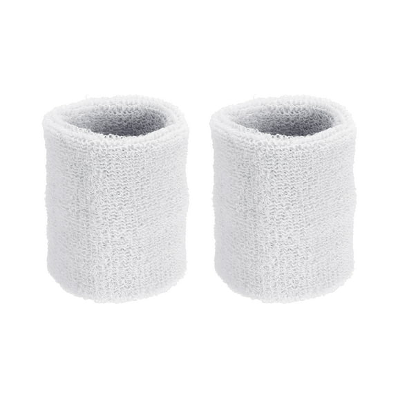 Uxcell 8x10cm Sport Wrist Bands Cotton Absorbent Athletic Sweatband, White, 2 Pack