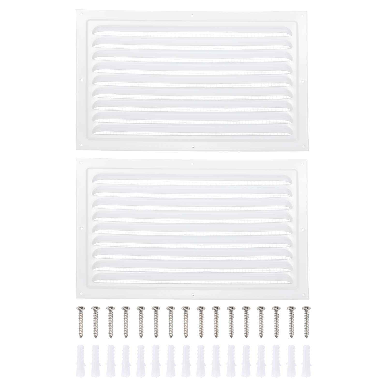 Uxcell Attic Vent Soffit Vent Alloy Rectangular Floor HVAC Air Vent Covers for Louvered Vents Garage Door Vents 8x12"