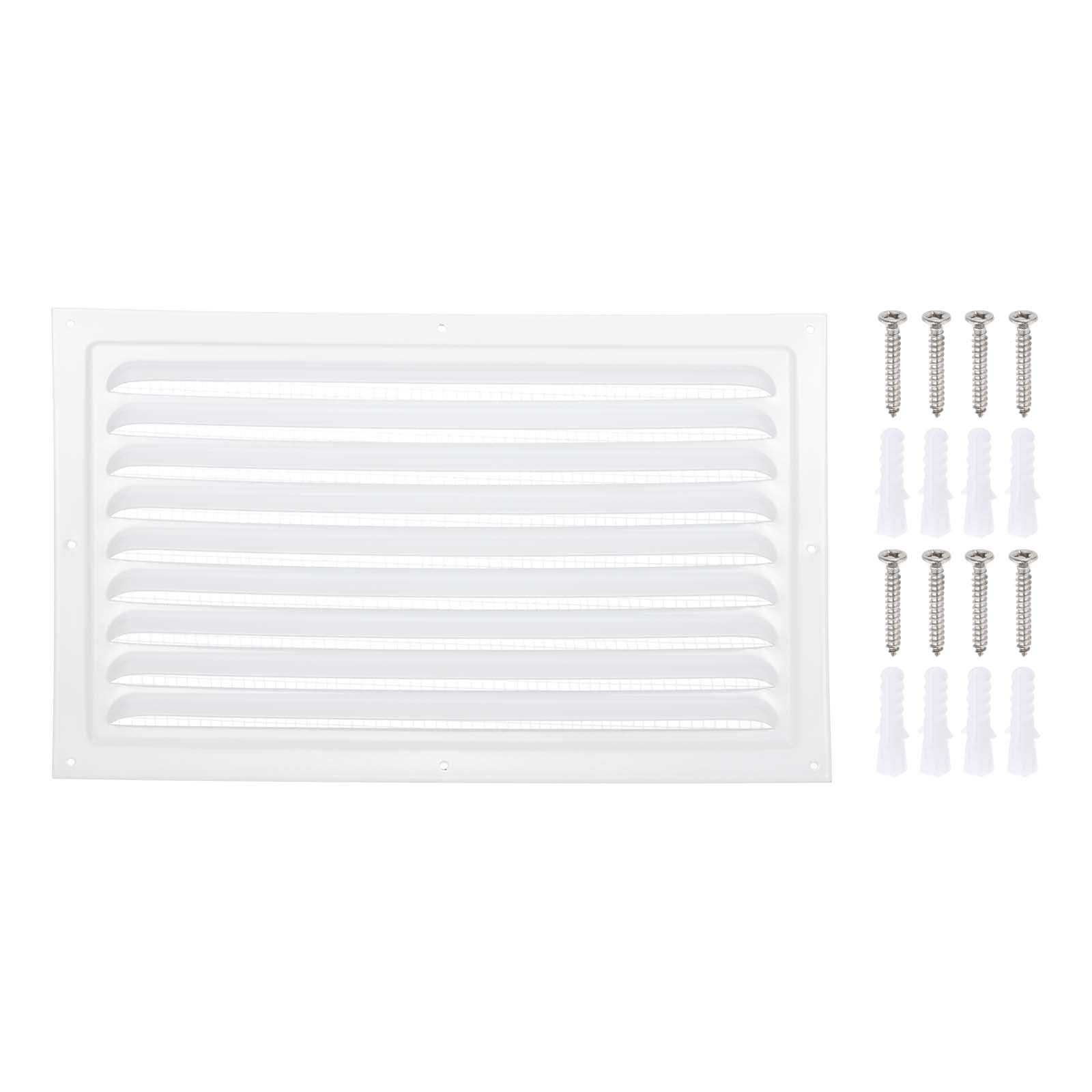 Uxcell 8x12" Gable Vent Cover, Aluminum Alloy Rectangular Floor Air Vent Covers Metal Soffit Return Grille with Screen Mesh and Screw