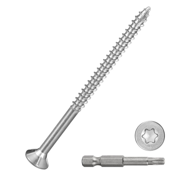 Uxcell #8x2-1/2" Deck Screws - 30Pack - Good for Decks, Fences, Frames, Farms, Outdoor Furniture - 410 Stainless Steel Wood Screws W/ T25 Torx Star Drive Bit - Silver