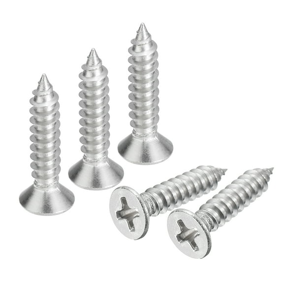 Uxcell #8x3/4" Wood Screws, 100 Pack Flat Head Phillips Self Tapping Screws 304 Stainless Steel Metal Screws