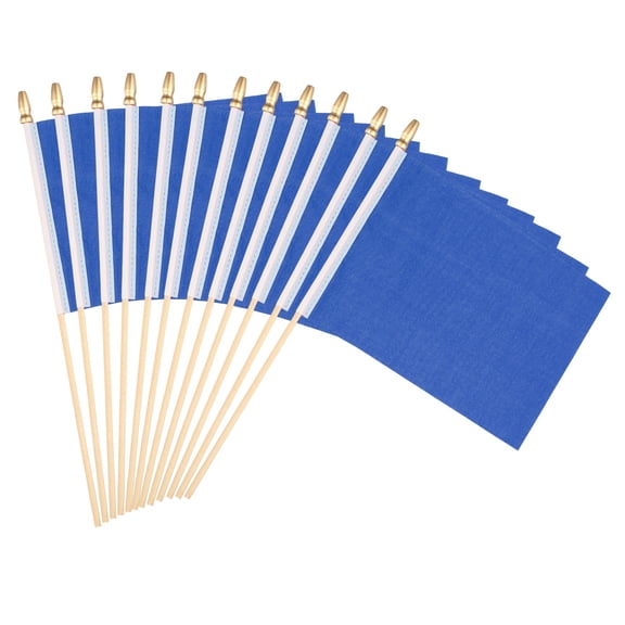 Uxcell 8x3 Inch Dark Blue Blank Stick Flag, 12Pcs Wooden Pole Handheld Solid Color Flag