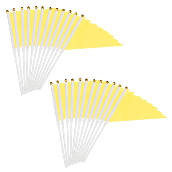 Uxcell 8x3 Inch Mini Pennant Flags, 25 Pcs Small Handheld Flag for DIY Celebration Sports,Yellow