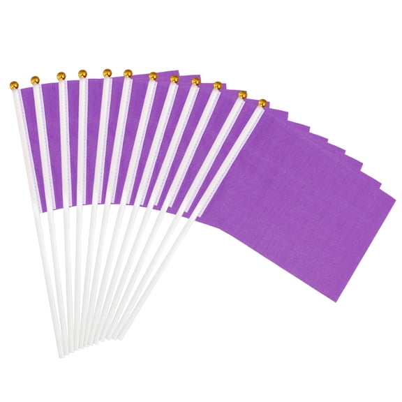 Uxcell 8x3 Inch Purple Blank Stick Flag, 12Pcs Handheld Solid Color Flag