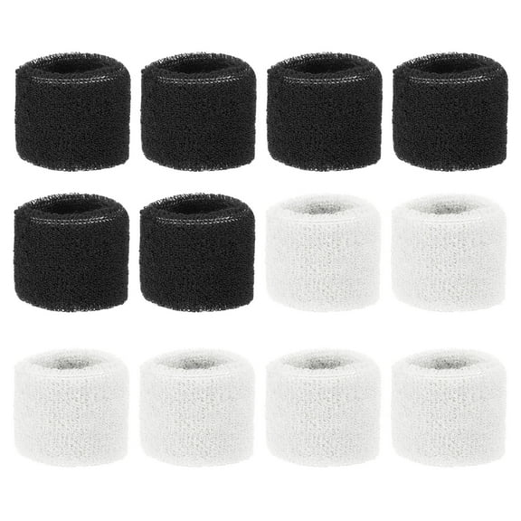 Uxcell 8x5cm Sport Wrist Bands Terry Absorbent Athletic Sweatband 24 Pack Black White