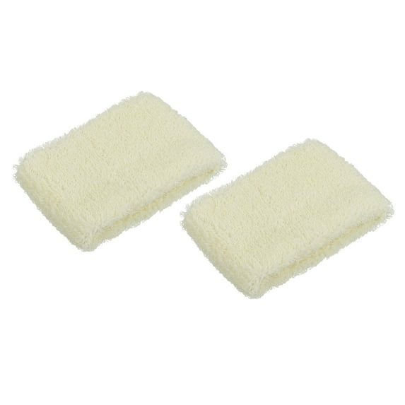 Uxcell 8x5cm Sport Wrist Bands Terry Absorbent Athletic Sweatband, Beige 2 Pack