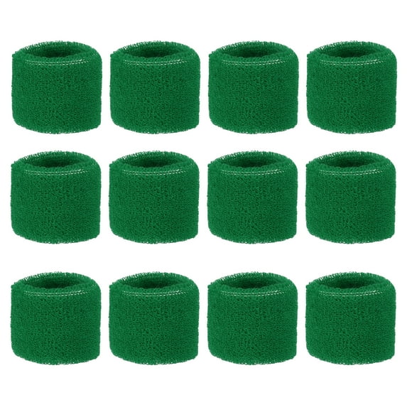 Uxcell 8x5cm Sport Wrist Bands Terry Absorbent Athletic Sweatband, Green 12 Pack