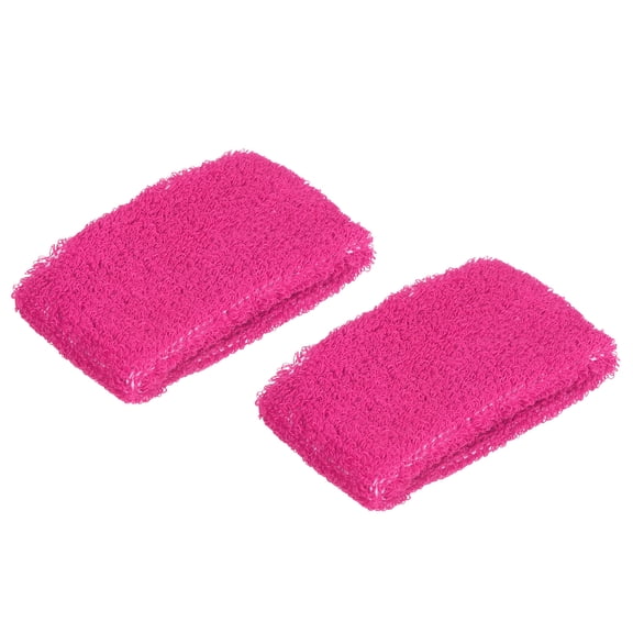Uxcell 8x5cm Sport Wrist Bands Terry Absorbent Athletic Sweatband, Rose Red 2 Pack