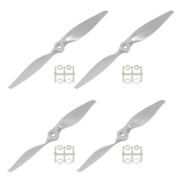 Uxcell 8x6" 10x5" Propeller RC Propellers 2 Vane Blades Props Grey with Adapter Rings for Electric Airplane Aircraft, Pack of 4