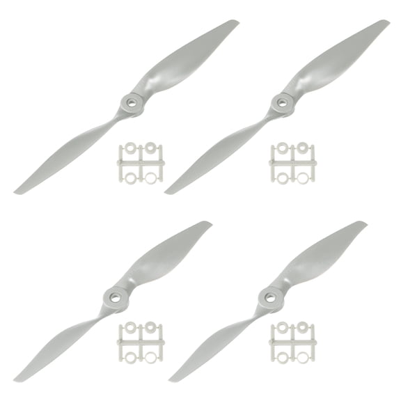 Uxcell 8x6" 10x7" Propeller RC Propellers 2 Vane Blades Props Grey with Adapter Rings for Electric Airplane Aircraft, Pack of 4