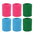 thumbnail image 1 of Uxcell 8x8cm Sport Wrist Bands Terry Absorbent Athletic Sweatband 6 Pack Rose Red Dark Green Sky Blue, 1 of 6
