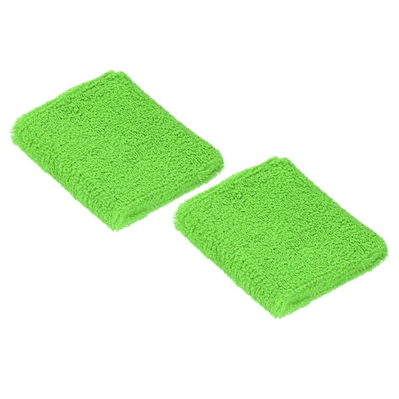 Uxcell 8x8cm Sport Wrist Bands Terry Absorbent Athletic Sweatband, Green 2 Pack