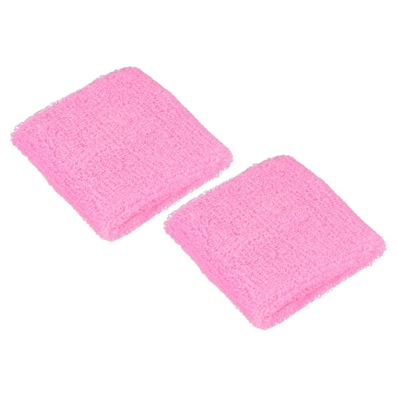 Uxcell 8x8cm Sport Wrist Bands Terry Absorbent Athletic Sweatband, Pink 2 Pack