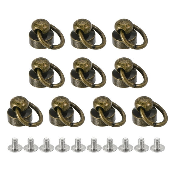 Uxcell 8x8mm Pull Ring Rivets Studs Brass Electroplating Bronze Tone 10 Pack
