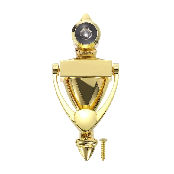 Uxcell 9/16" 1 Pcs Door Knocker with Viewer Die-Cast Construction Home Gold