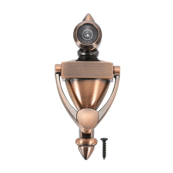Uxcell 9/16" 1 Pcs Door Knocker with Viewer Die-Cast Construction Home Red Bronze