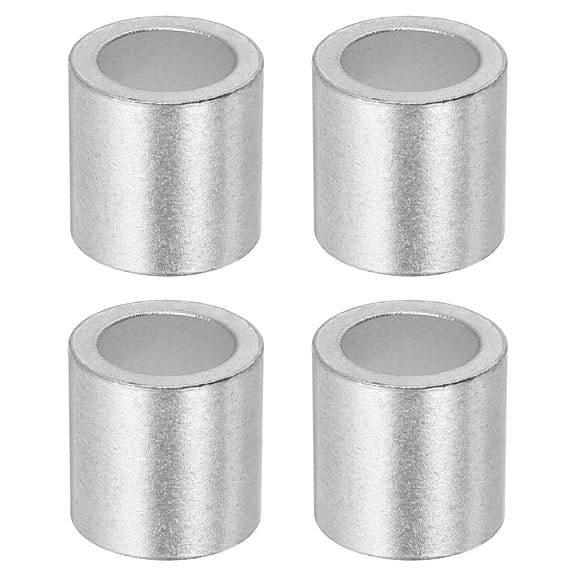 Uxcell 9/16"(14mm) Aluminum Crimping Loop Sleeve, Wire Rope Stop Sleeve Round Crimp Ferrules for Wire Rope and Cable Ferrule, Silver 4Pcs