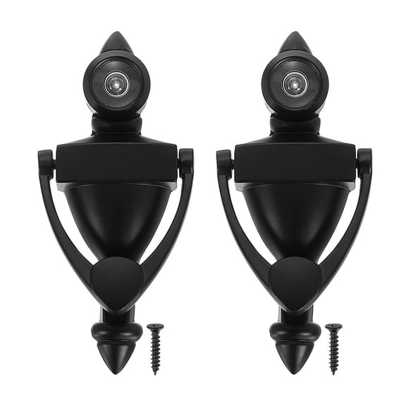 Uxcell 9/16" 2 Pcs Door Knocker with Viewer Die-Cast Construction Home Black