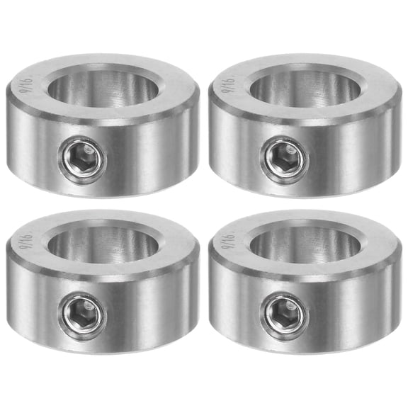 Uxcell 9/16" Bore 304 Stainless Steel Set Screw Shaft Collars, 1" OD, 7/16" Width 4 Pack