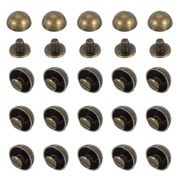 Uxcell 9/16" Dome Spikes Studs, Mushroom Type Nailhead Round Head Studs Screw Back Spike Studs Rivets, Bronze 20 Sets