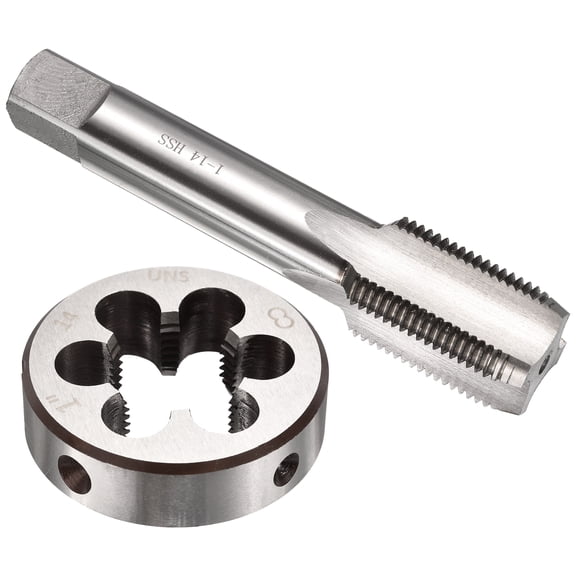 Uxcell 9/32-40UN Tap and Die Set 9/32" x 40 UN Machine Thread Tap and Round Die Standard Threading Tool Set for Cutting External and Internal Threads