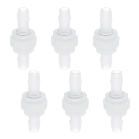 Uxcell 9/32 Inches One Way Check Valve, 6 Pcs Plastic Hose Barb Inline Non-Return Ozone Resistance Plastic Valves for Fuel Gas Water Liquid Air, Clear