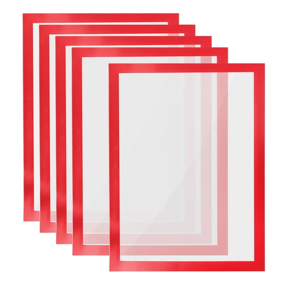 Uxcell 9.37" x 12.8" Magnetic Display Frame A4 Adhesive Magnetic Sign Holder Red 5 Pack