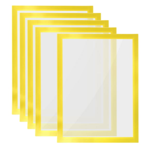 Uxcell 9.37" x 12.8" Magnetic Display Frame A4 Adhesive Magnetic Sign Holder Yellow 5 Pack