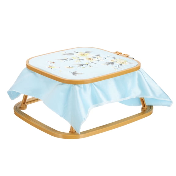 Uxcell 9.4" x 8.7" Square Embroidery Hoop Stand, Adjustable ABS Plastic Cross Stitch Stand Hands-Free 2-Tier Embroidery Hoop Holder Punch Needle Frame for Sewing Arts Needlework, Khaki