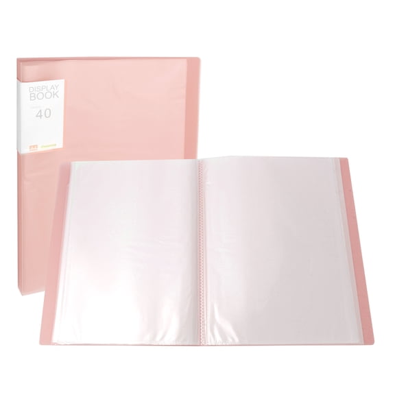 Uxcell 9.4x12.2" Binders with Plastic Sleeve, PP 40 Pockets Waterproof Sheet Folder Protector Portfolio, Pink