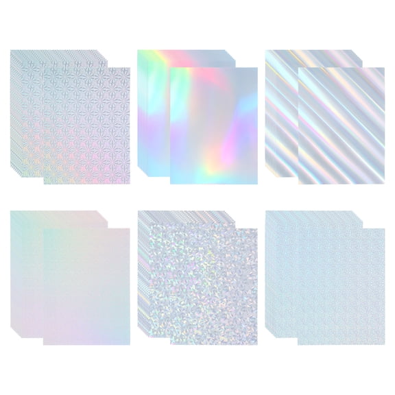 Uxcell 9.5"x7" Holographic Cardstock, 60 Pack Metallic Iridescent Mirror Paper Foil Board Reflective Sheets, 6 Colors