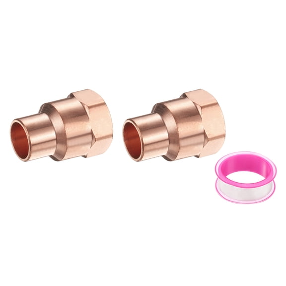 Uxcell 9.52mm ID x 3/8" x 1/4"NPT Female Adapter Fitting, 2Pcs with C x M Connection Copper Pipe Adapter Fittings Threaded Tubing Connectors for HVAC Residential Commercial