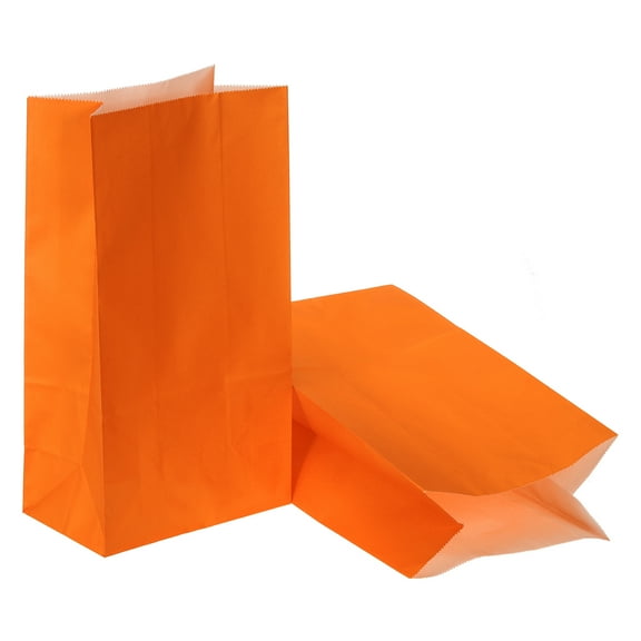 Uxcell Party Favor Paper Bags Kraft Paper Goodie Gift Bags for Wedding Birthday Orange 9.5x3.2x5.1 inch