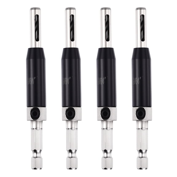 Uxcell 9/64" Self Centering Drill Bit Set 1/4" Hex Shank Self Centering Hinge Tapper Core Drill Bit Hinge Hole Punch Tool for Woodworking Window Door, Black