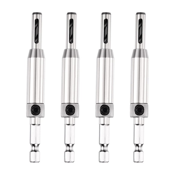 Uxcell 9/64" Self Centering Drill Bit Set 1/4" Hex Shank Self Centering Hinge Tapper Core Drill Bit Hinge Hole Punch Tool for Woodworking Window Door, Silver