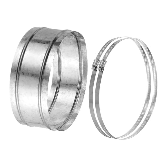 Uxcell 9.8" Duct Connector, 1 Set Galvanized Iron Duct Coupling Vent Coupler Dryer Pipe Coupling Hose Extension Connector with Duct Clamps for HVAC Exhaust Fan Vent Systems, 4" Long
