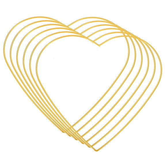 Uxcell 9.8" Heart Dream Catcher Rings, 6 Pcs Metal Macrame Wreath Floral Ring Hoop, Gold Tone