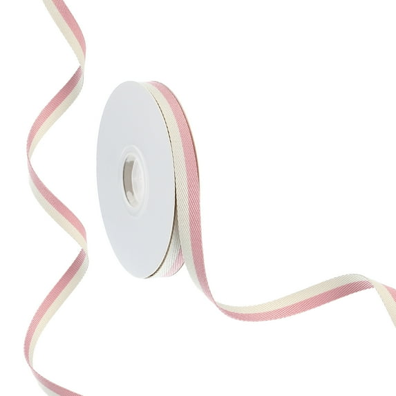 Uxcell 9.8 Yards x 0.4" Christmas Striped Ribbon, Ribbon Candy Ribbon Roll Fabric Wrapping Ribbon, Pink White