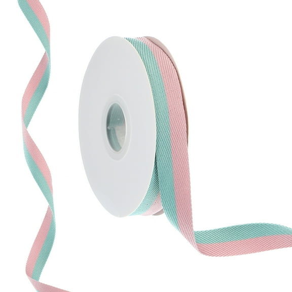 Uxcell 9.8 Yards x 0.6" Christmas Striped Ribbon, Ribbon Candy Ribbon Roll Fabric Wrapping Ribbon, Pink Green