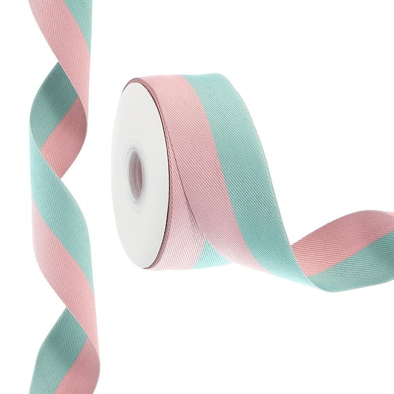 Uxcell 9.8 Yards x 1.5" Christmas Striped Ribbon, Ribbon Candy Ribbon Roll Fabric Wrapping Ribbon, Pink Green