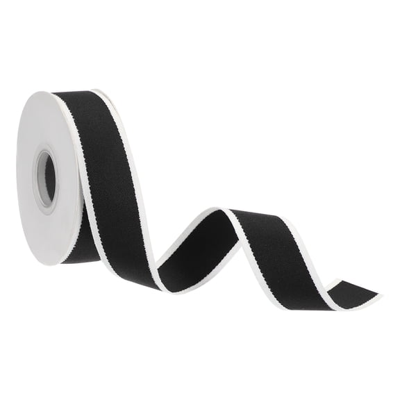 Uxcell 9.8 Yards x 1" Christmas Striped Ribbon, Candy Ribbon Roll Fabric Wrapping Ribbon for Craft Wreath, Black