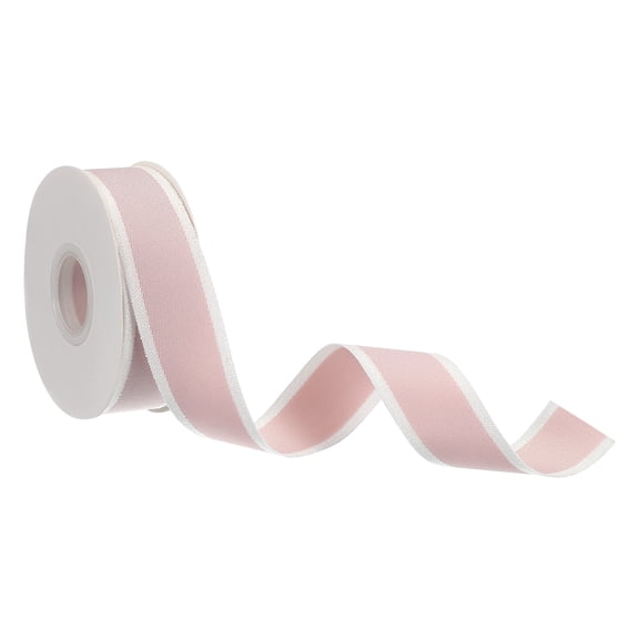 Uxcell 9.8 Yards x 1" Christmas Striped Ribbon, Candy Ribbon Roll Fabric Wrapping Ribbon for Craft Wreath, Pink