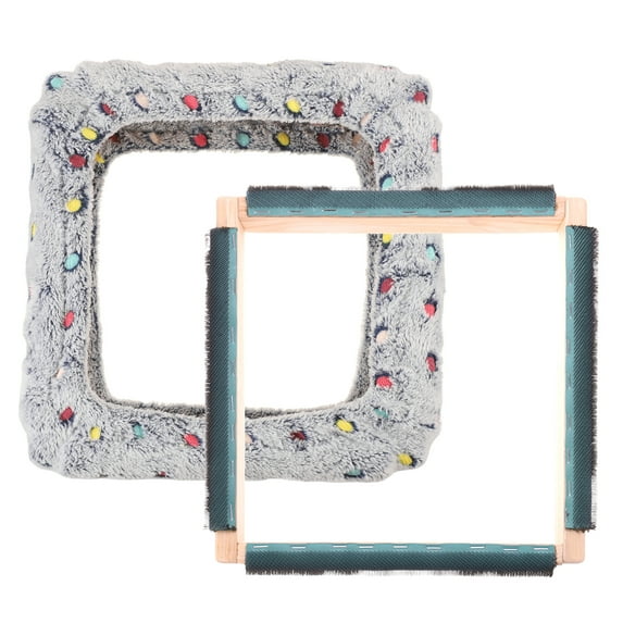 Uxcell 9.8" x 9.8" Punch Needle Frame, Beech Wood Square Rug Hooking Frame, Dark Blue