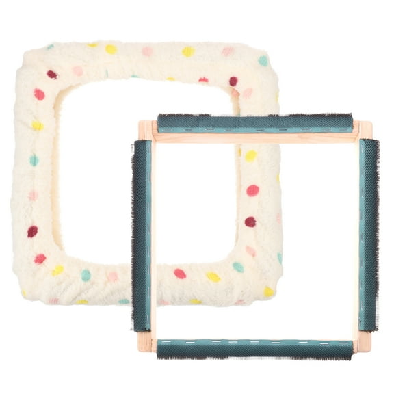 Uxcell 9.8" x 9.8" Punch Needle Frame, Beech Wood Square Rug Hooking Frame, White