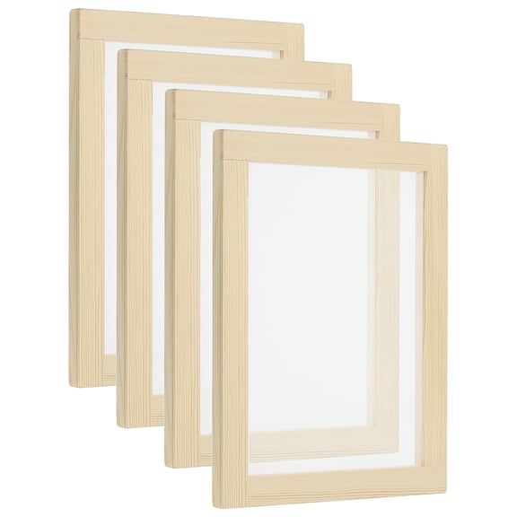 Uxcell 9.8"x7.8" Wooden Paper Making Screen Papermaking Mould Frame, Natural Color 4 Pack