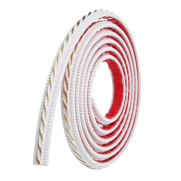Uxcell 9.8Ft x 0.79" Peel and Stick Molding Trim for Walls, Flexible Mirror Molding Trim Self-Adhesive Wall Paneling Strip Wallpaper Border for DIY Floor Wall Baseboard, White/Gold