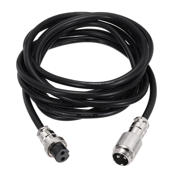 Uxcell 9.9ft GX16 2 Pin Cable Male to Female Head Aviation Cordset 20AWG, Black