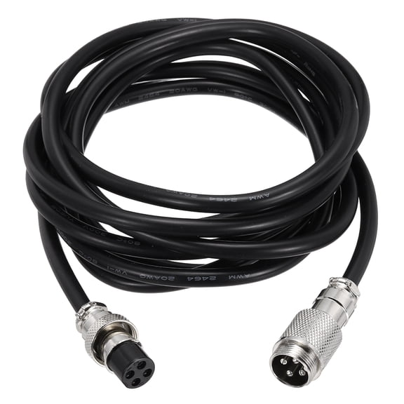 Uxcell 9.9ft GX16 4 Pin Cable Male to Female Head Aviation Cordset 22AWG, Black
