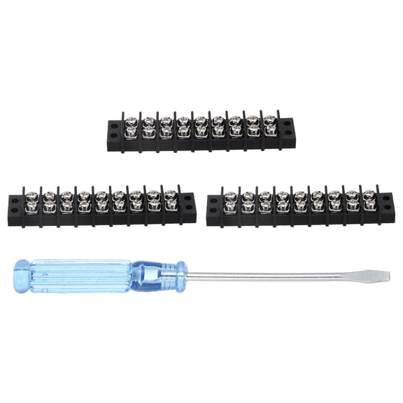 Uxcell 9 Circuits Screw Terminal Blocks, 300V 20A 9.5mm Pitch 9 Positions Dual Rows Terminal Strip with Flat Head Screwdriver for Electrical Wire Connecting, Pack of 3