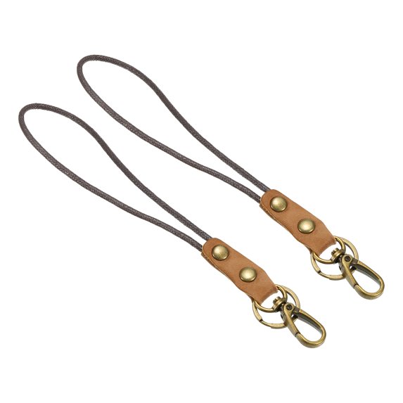Uxcell 9 Inch Leather Lanyard Leather Rope Wristlet Bracelet Keychain Wrist Strap Brown 2 Pack
